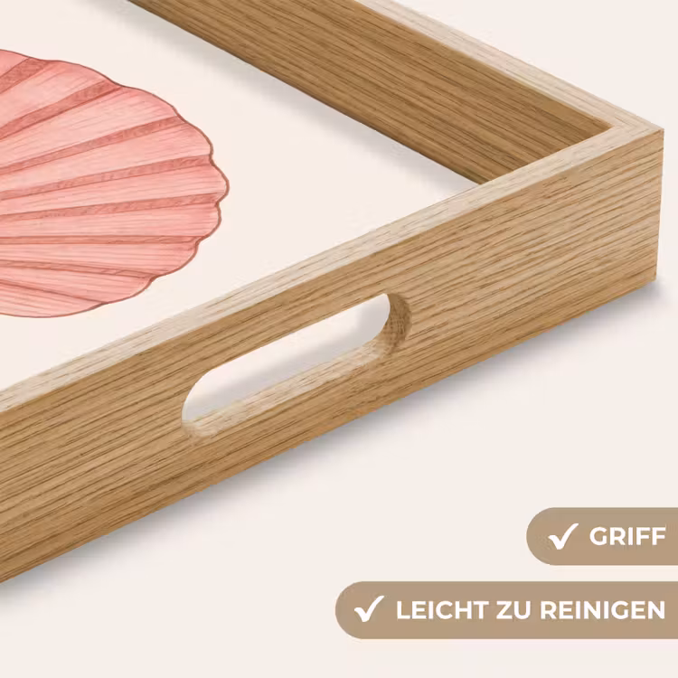 Schelp - Roze - Ribbels Dienblad Rechthoek middel -USP_HandgreepDE