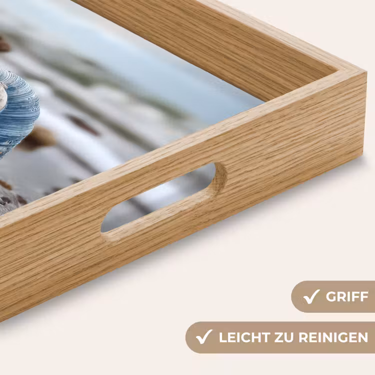 Schelp - Strand - Blauw - Zee Dienblad Rechthoek middel -USP_HandgreepDE