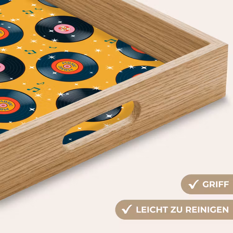 Muziek - Patroon - Geel Dienblad Rechthoek middel 911 -USP_HandgreepDE