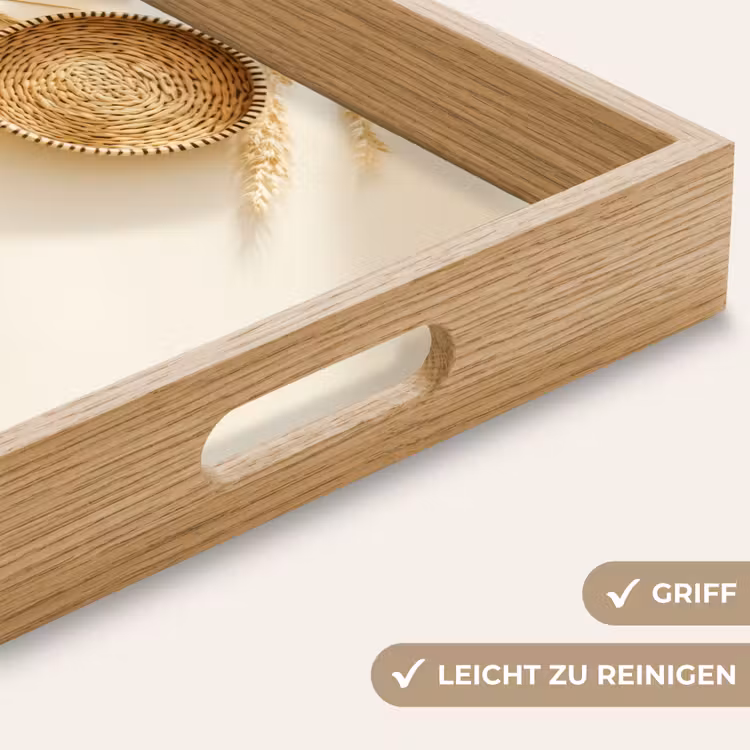 Granen - Hout - Kom - Beige Dienblad Rechthoek middel -USP_HandgreepDE
