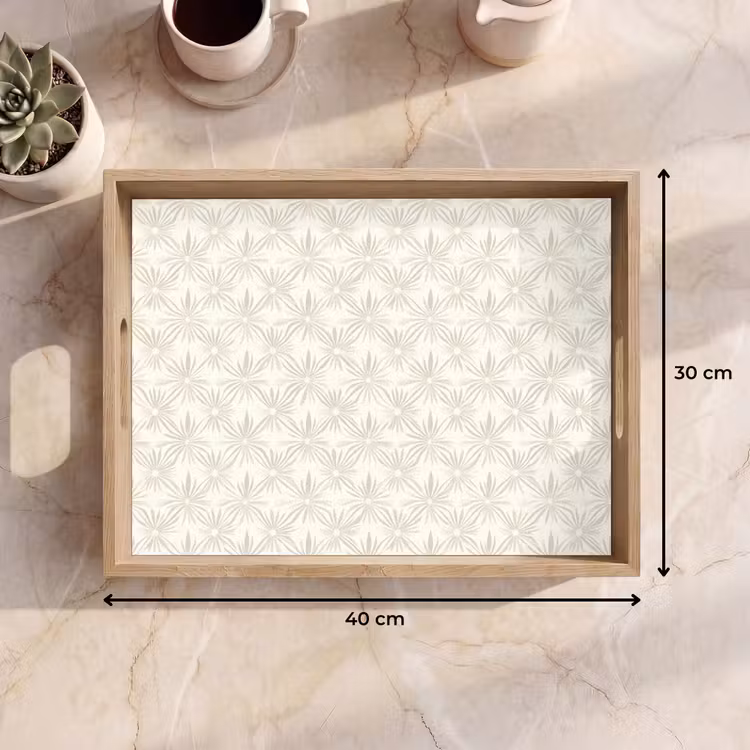 Patroon - Bloemen - Beige Dienblad Rechthoek middel 911 -USP_Formaat