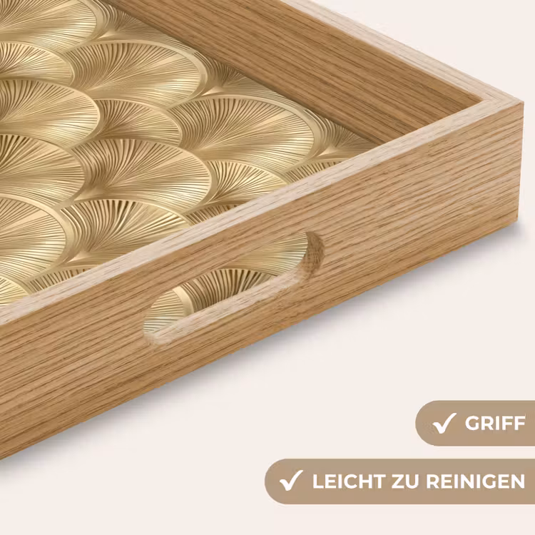 Patroon - Waaier - Goud Dienblad Rechthoek middel 911 -USP_HandgreepDE