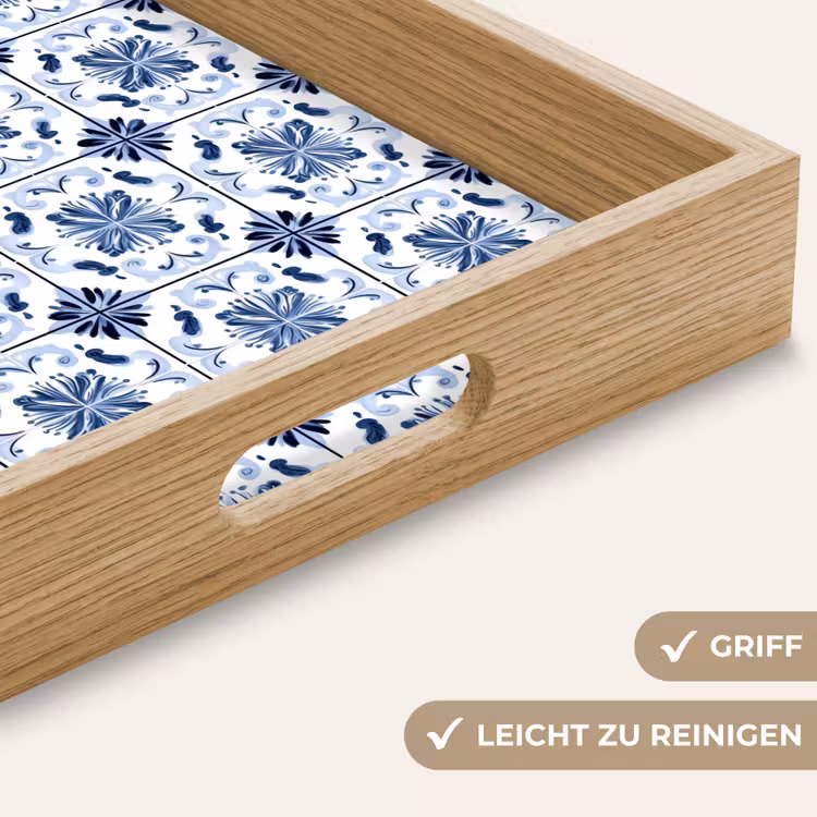 Patroon - Tegel - Blauw Dienblad Rechthoek middel 911 -USP_HandgreepDE