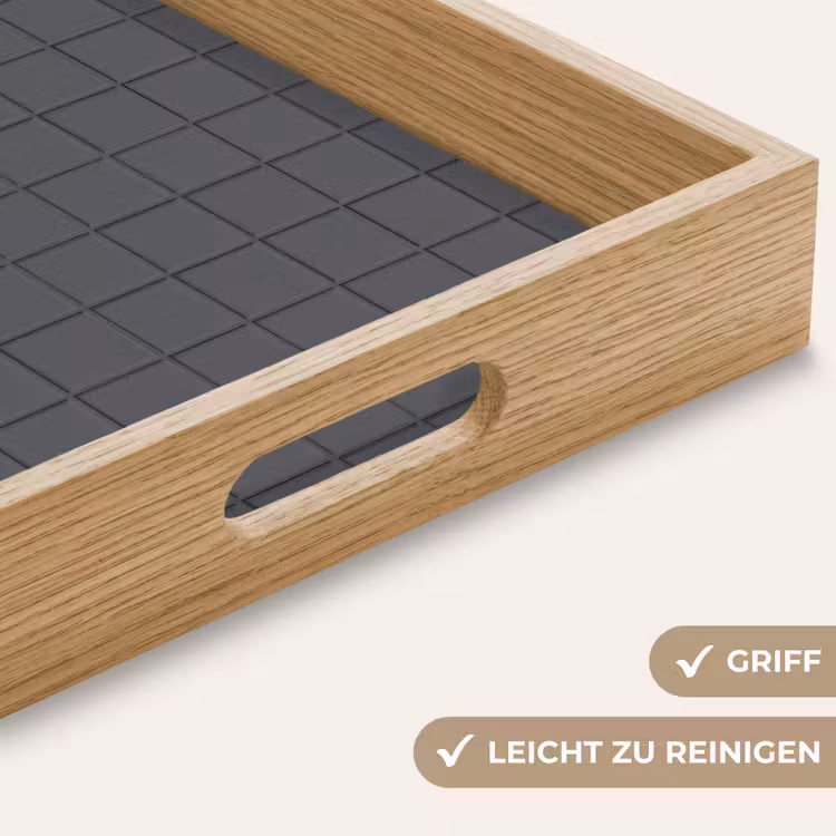 Patroon - Tegel - Grafiet - Grijs Dienblad Rechthoek middel 911 -USP_HandgreepDE