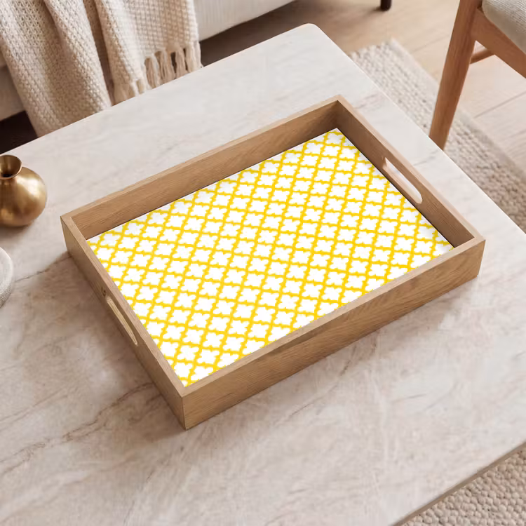 Patroon - Geometrisch - Klassiek - Geel Dienblad Rechthoek middel 911 -sfeer1