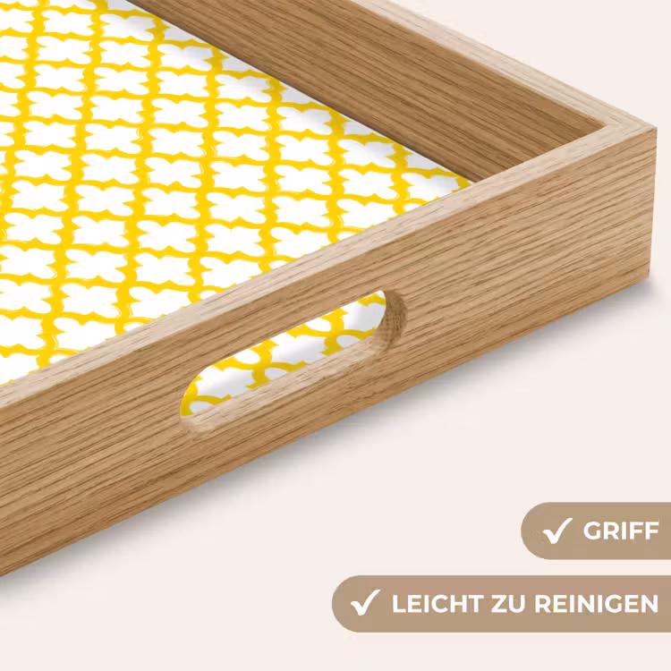 Patroon - Geometrisch - Klassiek - Geel Dienblad Rechthoek middel 911 -USP_HandgreepDE