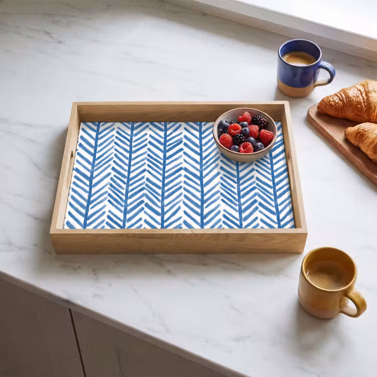 Patroon - Streep - Blauw Dienblad Rechthoek middel 911 -sfeer2