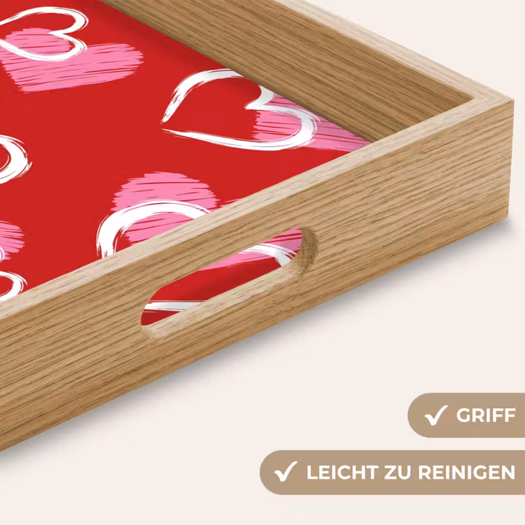 Patroon - Hartjes - Roze - Valentijn Dienblad Rechthoek middel -USP_HandgreepDE