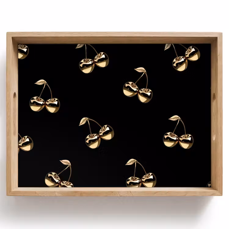Patroon - Kersen - Goud - Chrome Dienblad Rechthoek middel -z3d_shopping
