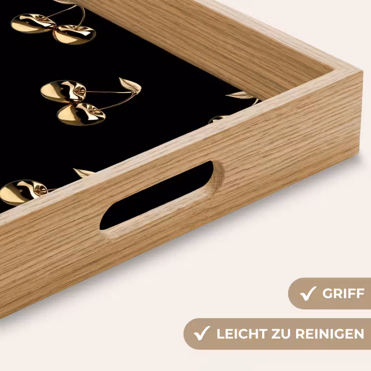 Patroon - Kersen - Goud - Chrome Dienblad Rechthoek middel -USP_HandgreepDE