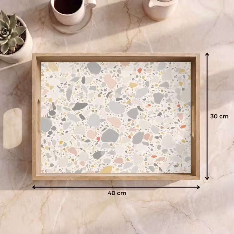 Patronen - Licht - Terrazzo - Decoratie Dienblad Rechthoek middel -USP_Formaat