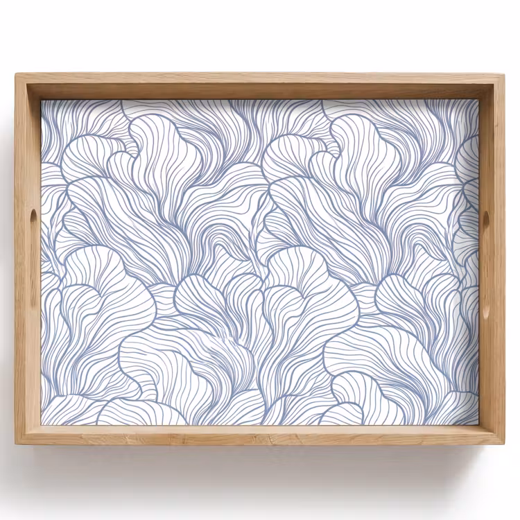 Patroon - Lijnen - Organisch - Abstract - Blauw Dienblad Rechthoek middel -z3d_shopping