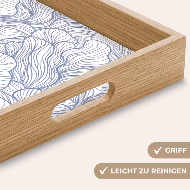 Patroon - Lijnen - Organisch - Abstract - Blauw Dienblad Rechthoek middel -USP_HandgreepDE