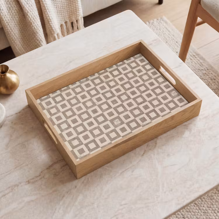 Patroon - Marmer - Beige Dienblad Rechthoek middel 911 -sfeer1