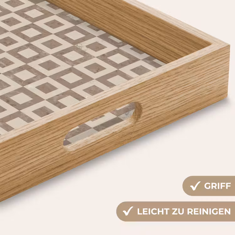 Patroon - Marmer - Beige Dienblad Rechthoek middel 911 -USP_HandgreepDE