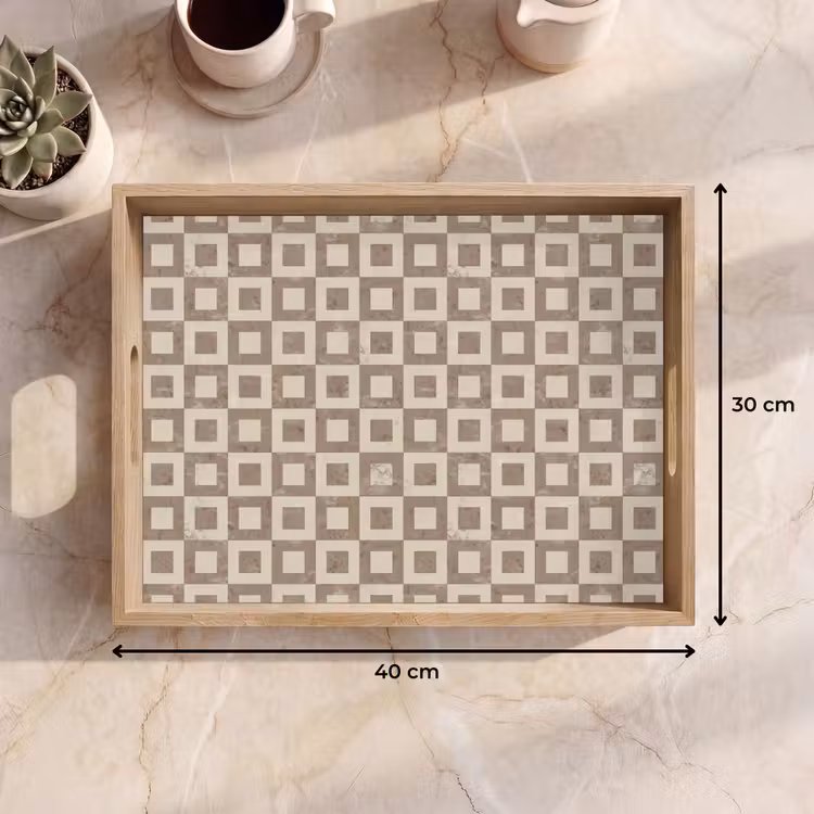 Patroon - Marmer - Beige Dienblad Rechthoek middel 911 -USP_Formaat