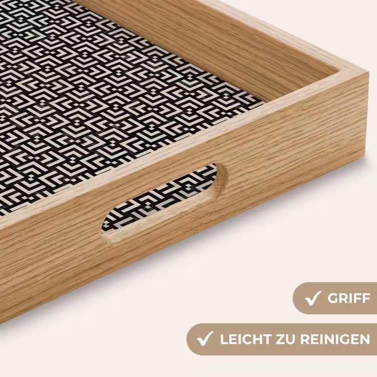 Patroon - Marmer - Zwart Dienblad Rechthoek middel 911 -USP_HandgreepDE