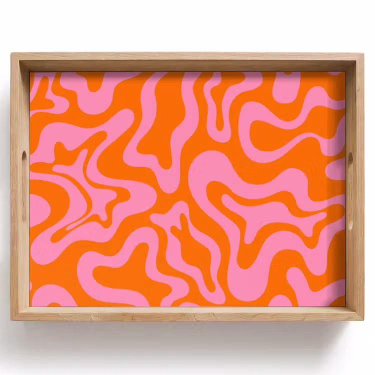 Patroon - Roze - Oranje - Abstract - Modern Dienblad Rechthoek middel -z3d_shopping