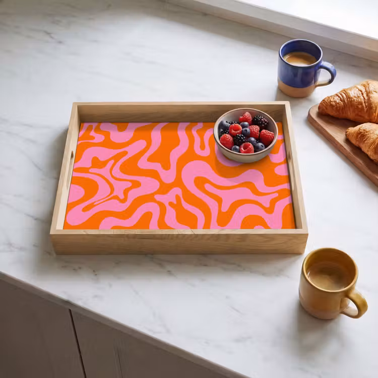 Patroon - Roze - Oranje - Abstract - Modern Dienblad Rechthoek middel -sfeer2