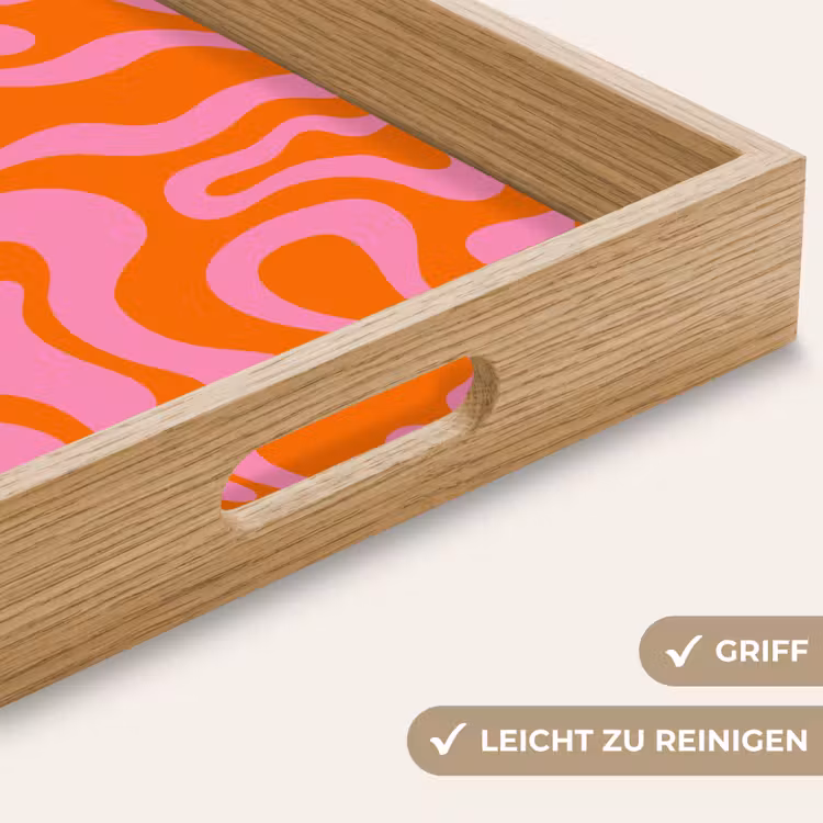 Patroon - Roze - Oranje - Abstract - Modern Dienblad Rechthoek middel -USP_HandgreepDE