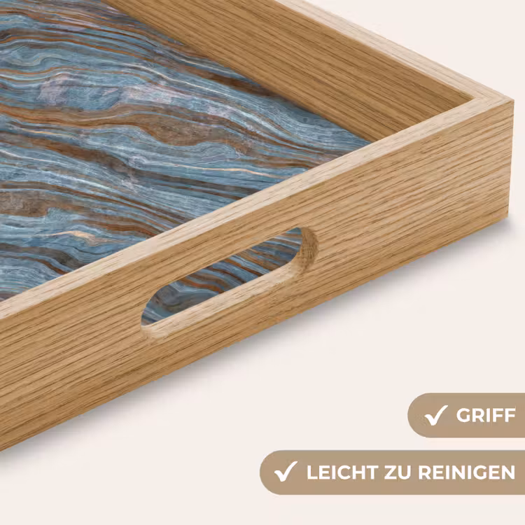Patroon - Steen - Blauw Dienblad Rechthoek middel 911 -USP_HandgreepDE