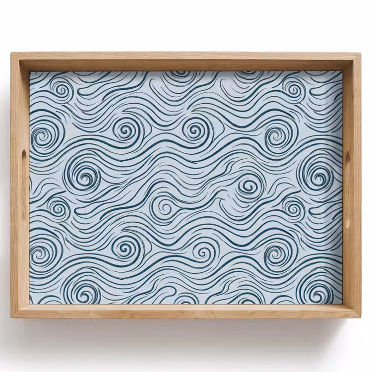 Patroon - Golven - Abstract - Modern - Blauw Dienblad Rechthoek middel -z3d_shopping