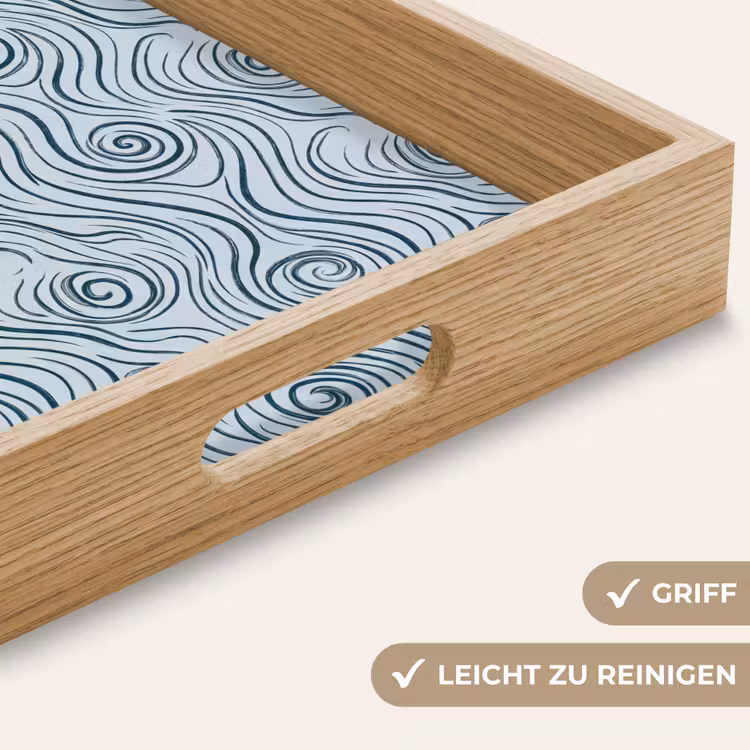 Patroon - Golven - Abstract - Modern - Blauw Dienblad Rechthoek middel -USP_HandgreepDE