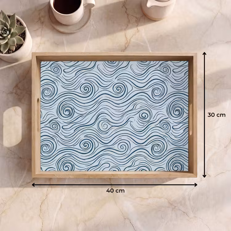Patroon - Golven - Abstract - Modern - Blauw Dienblad Rechthoek middel -USP_Formaat