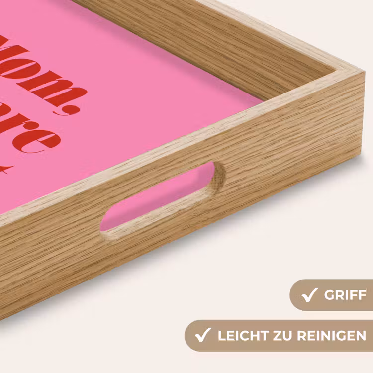Moeder - Boodschap -Roze Dienblad Rechthoek middel -USP_HandgreepDE