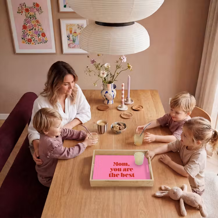 Moeder - Boodschap -Roze Dienblad Rechthoek middel -sfeer4