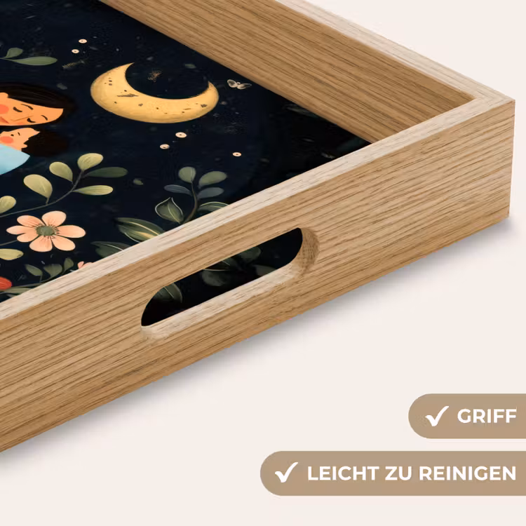 Moeder - Kind - Kleurrijk - Bloemen Dienblad Rechthoek middel -USP_HandgreepDE