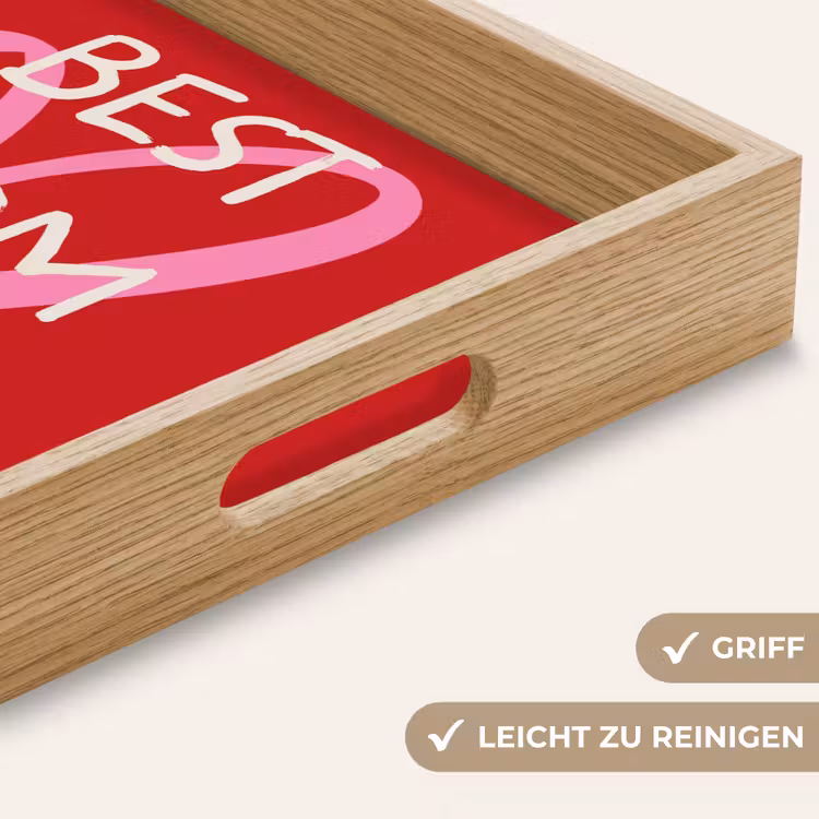 Moeder - Quote - Hartje - Rood Dienblad Rechthoek middel -USP_HandgreepDE