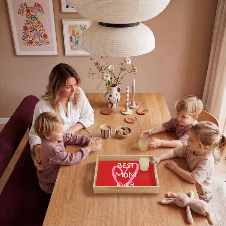 Moeder - Quote - Hartje - Rood Dienblad Rechthoek middel -sfeer4