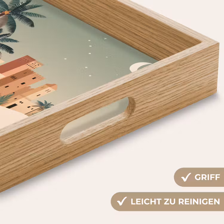 Nachtlandschap - Kamelen - Sterren - zandduinden Dienblad Rechthoek middel -USP_HandgreepDE