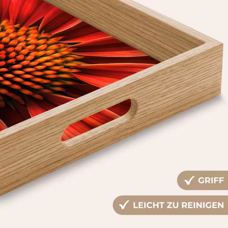 Close up - Bloem- Rood Dienblad Rechthoek middel -USP_HandgreepDE