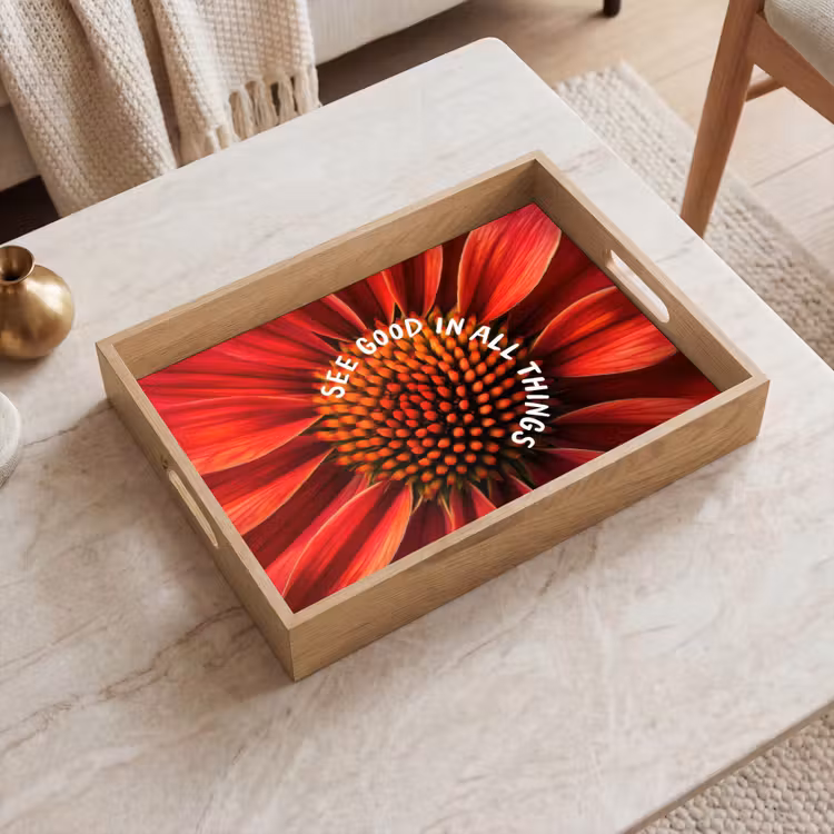 Close up - Bloem - Quote - Rood Dienblad Rechthoek middel -sfeer1