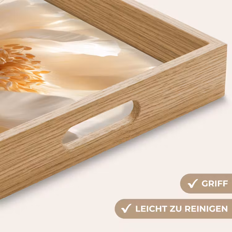 Close up - Pioenroos - Wit Dienblad Rechthoek middel -USP_HandgreepDE