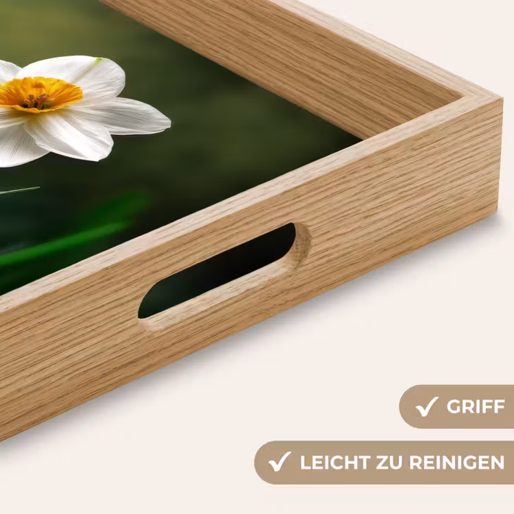 Narcis - Bloem - Wit - Grassprieten Dienblad Rechthoek middel -USP_HandgreepDE