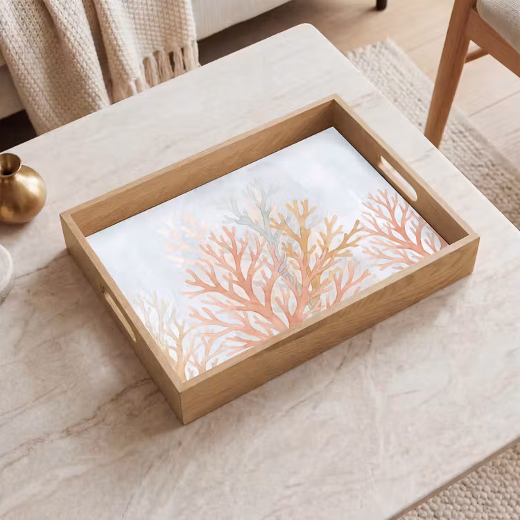 Natuur - Abstract - Aquarel - Organisch - Warm Dienblad Rechthoek middel -sfeer1