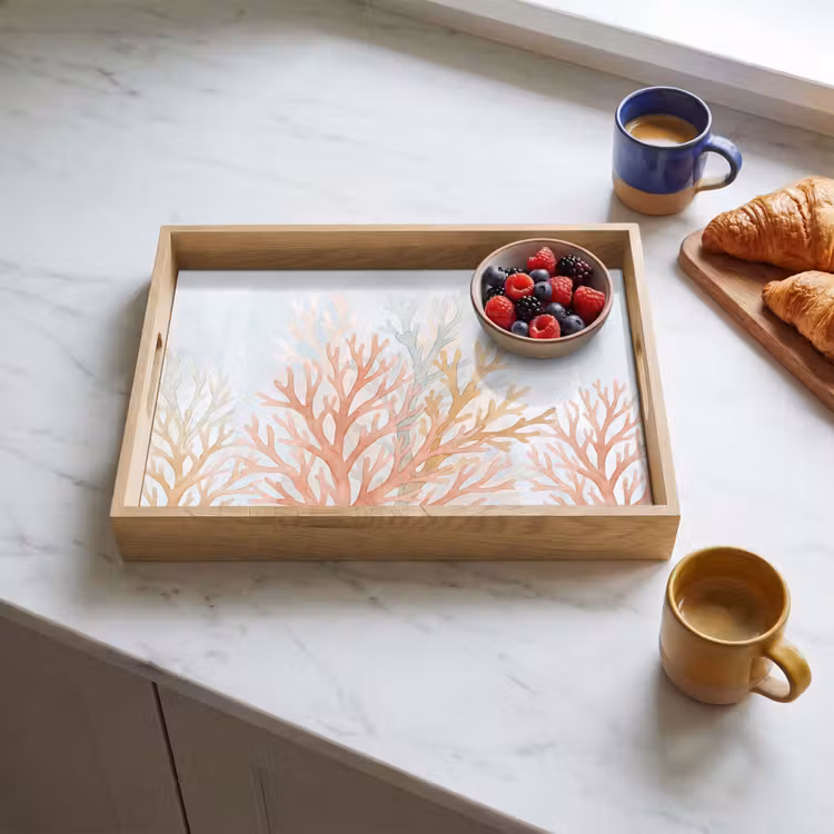 Natuur - Abstract - Aquarel - Organisch - Warm Dienblad Rechthoek middel -sfeer2
