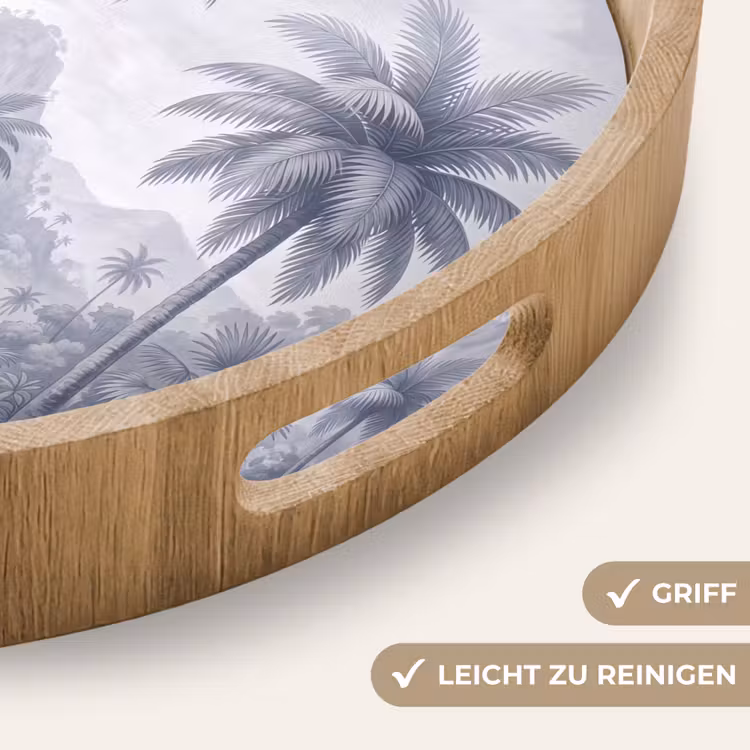 Natuur - Boom - Tropisch - Landschap - Blauw Dienblad Rond middel -USP_HandgreepDE