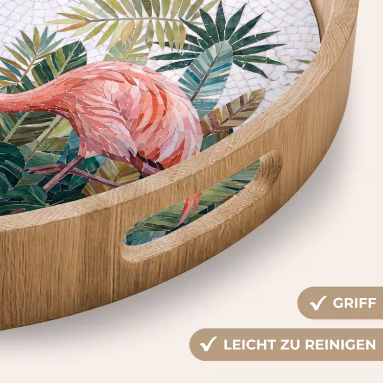 Natuur - Bladeren - Abstract - Groen - Vogel Dienblad Rond middel -USP_HandgreepDE