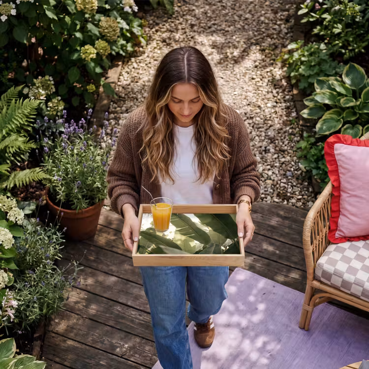 Natuur - Bladeren - Groen - Tropisch - Detail Dienblad Rechthoek middel -sfeer5