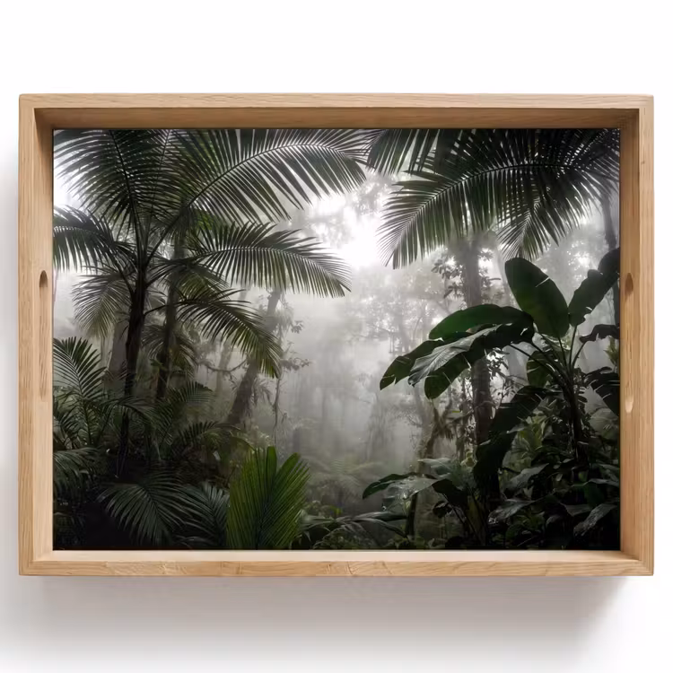 Natuur - Jungle - Mist - Groen - Bladeren Dienblad Rechthoek middel -z3d_shopping
