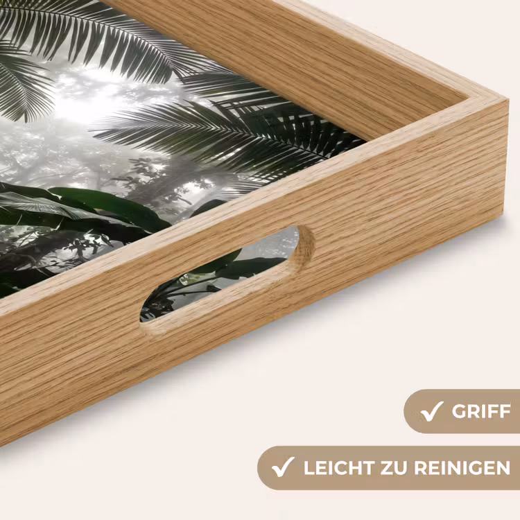 Natuur - Jungle - Mist - Groen - Bladeren Dienblad Rechthoek middel -USP_HandgreepDE