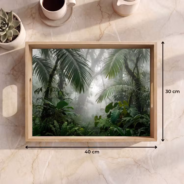 Natuur - Jungle - Mist - Tropisch - Groen Dienblad Rechthoek middel -USP_Formaat