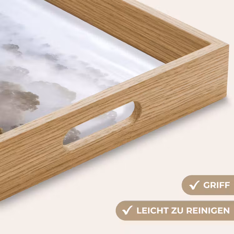 Natuur - Mist - Bos - Ochtend - Goud Dienblad Rechthoek middel -USP_HandgreepDE