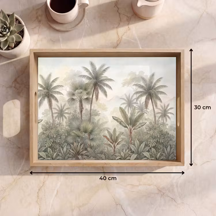 Natuur - Tropisch bos - Landschap - Aquarel - Groen Dienblad Rechthoek middel -USP_Formaat