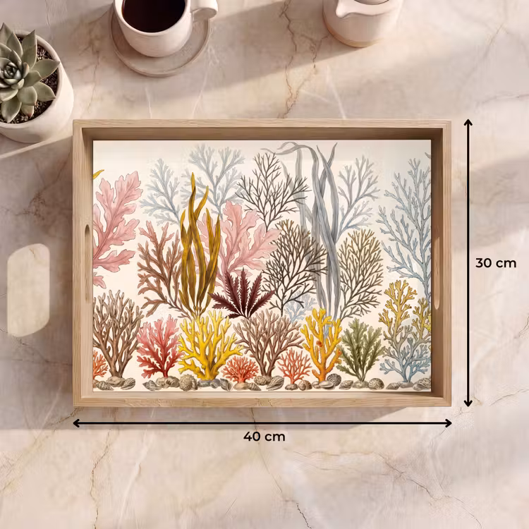 Natuur - Onderwater - Botanisch - Vintage - Kleurrijk Dienblad Rechthoek middel -USP_Formaat