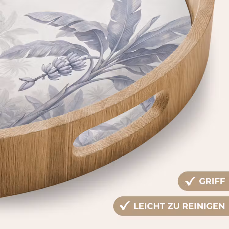 Natuur - Vogel - Jungle - Illustratie - Blauw Dienblad Rond middel -USP_HandgreepDE